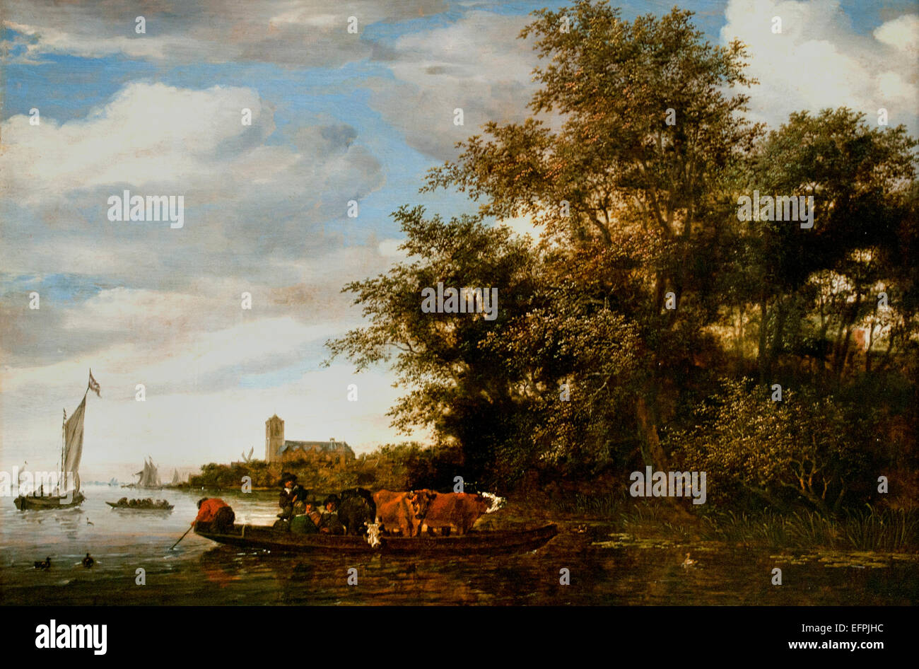 River Landscape with Ferry 1664  Salomon van  Ruysdael  1600 - 1670 Dutch Netherlands Stock Photo