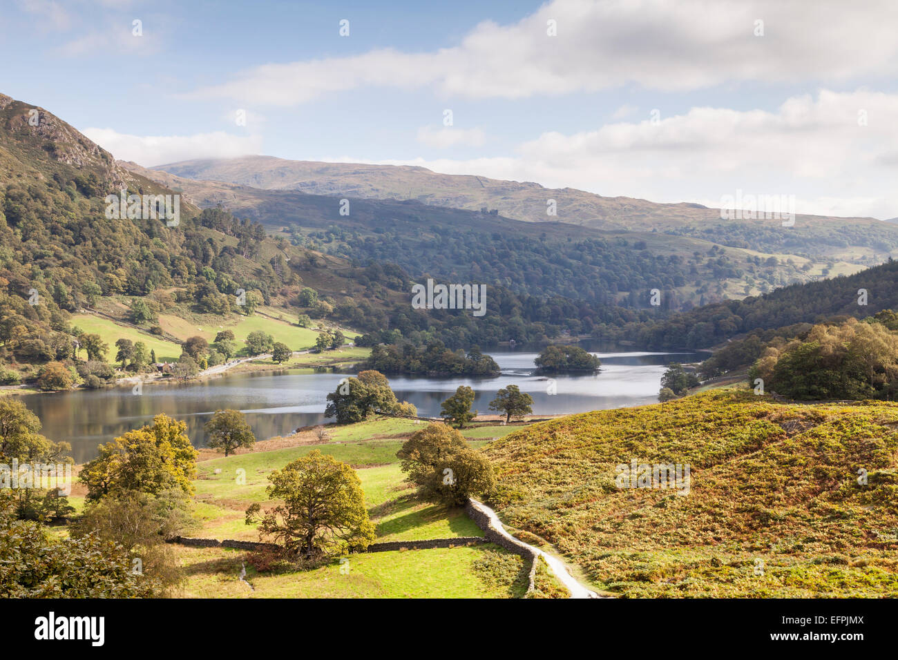 The view over Rydal Water from Loughrigg Terrace in the Lake District National Park, England, United Kingdom, Europe Stock Photo