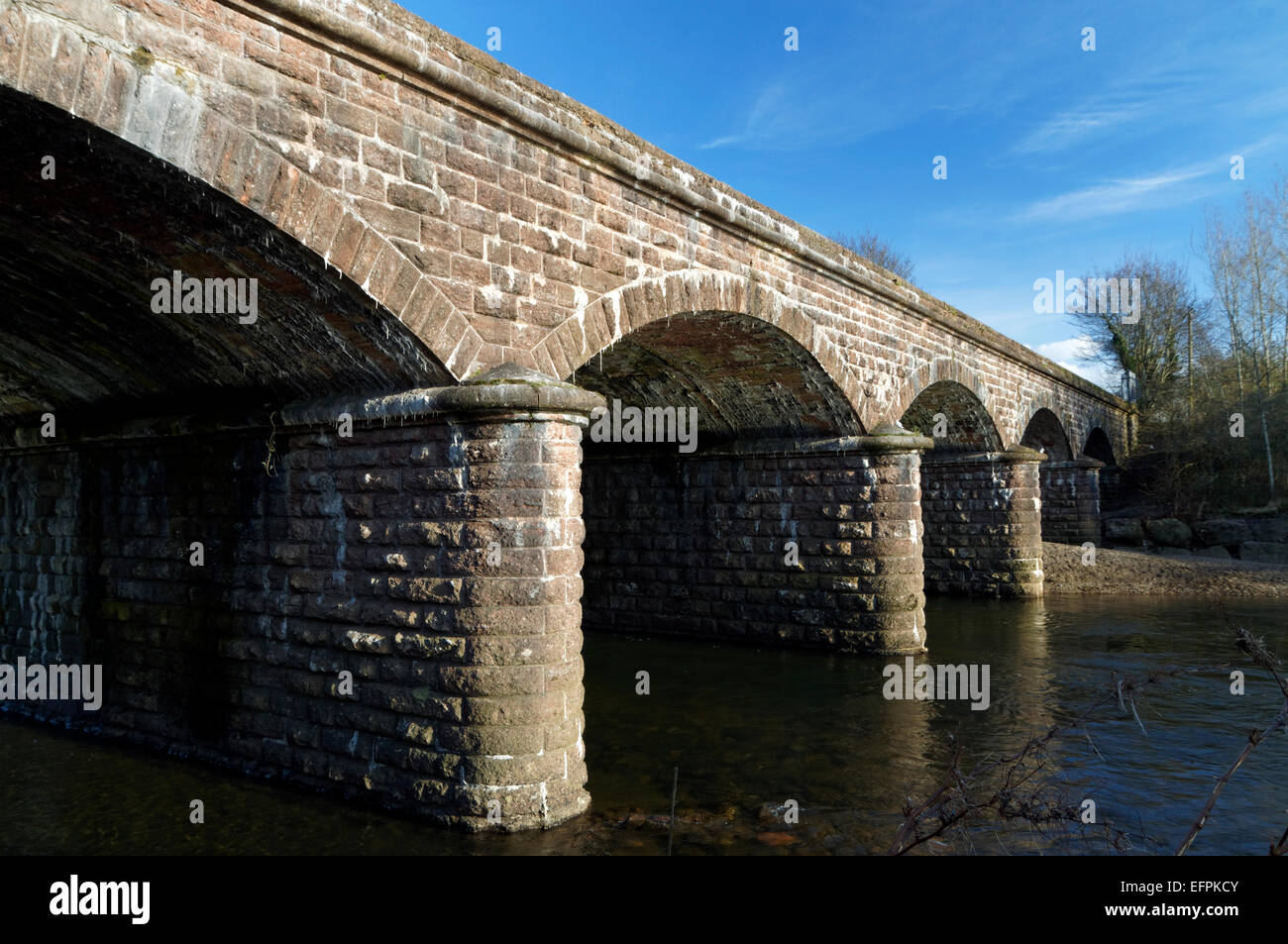 Railway bridge crossing River Taff, Radyr, Cardiff, South Wales, UK. Stock Photo
