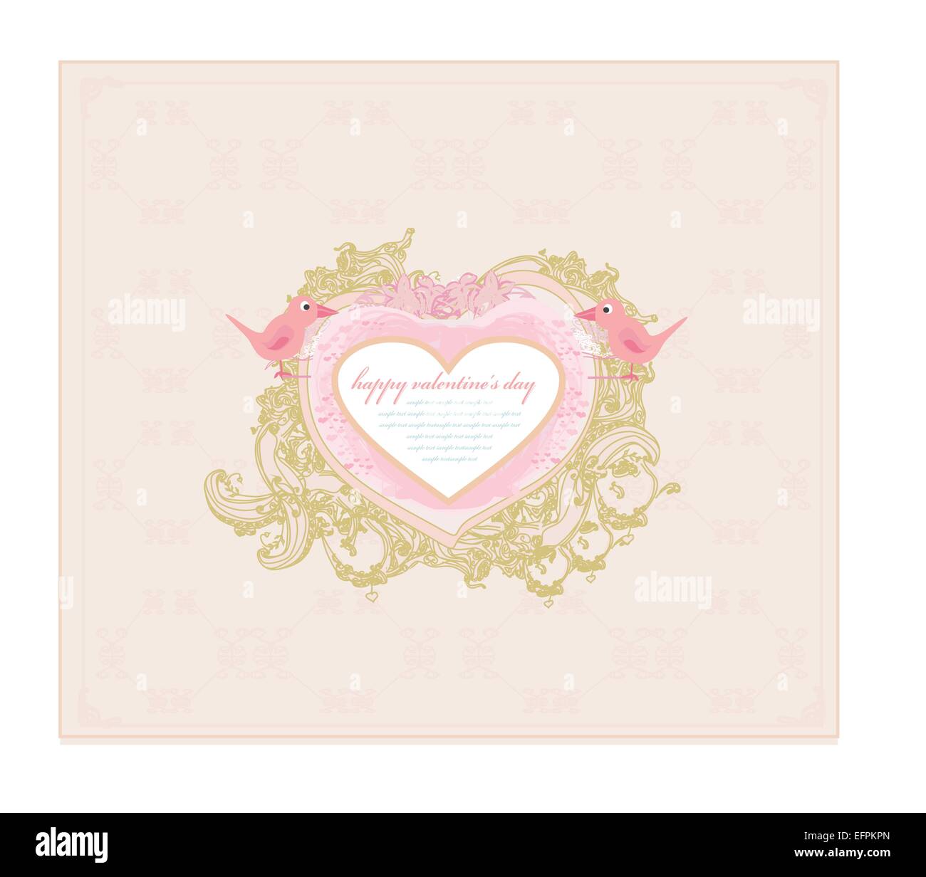 valentine's day greeting card with 2 sweet love birds Stock Vector ...