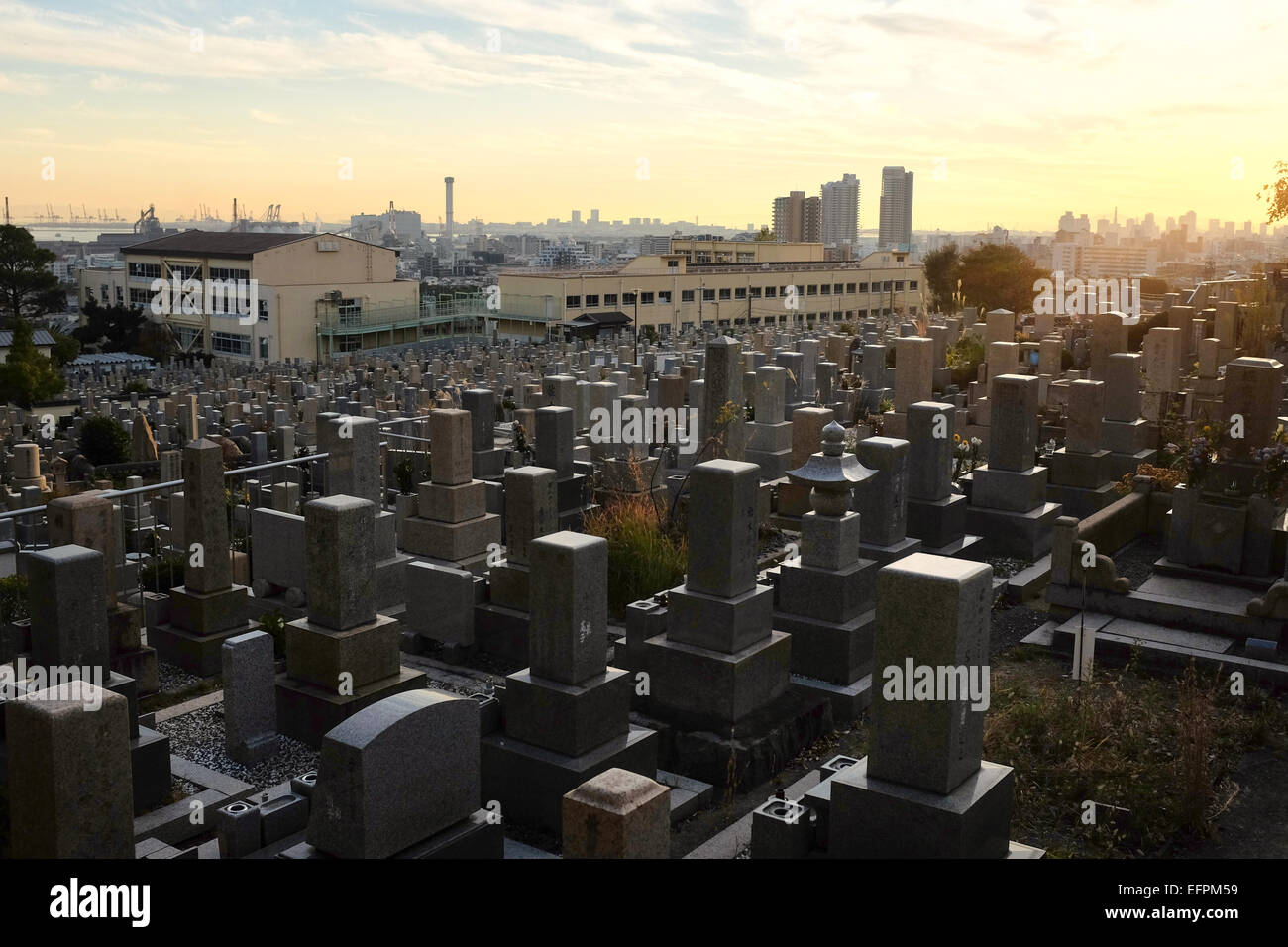 A large cemetery in Kobe, Japan. Stock Photo