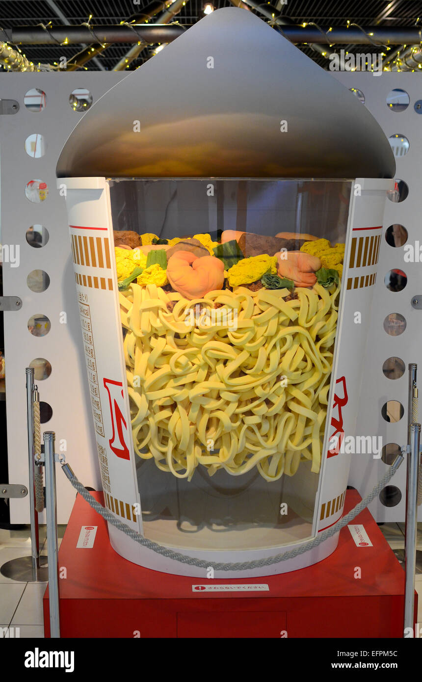 A crosssection of a Cup Noodle pot on display at the Instant Ramen