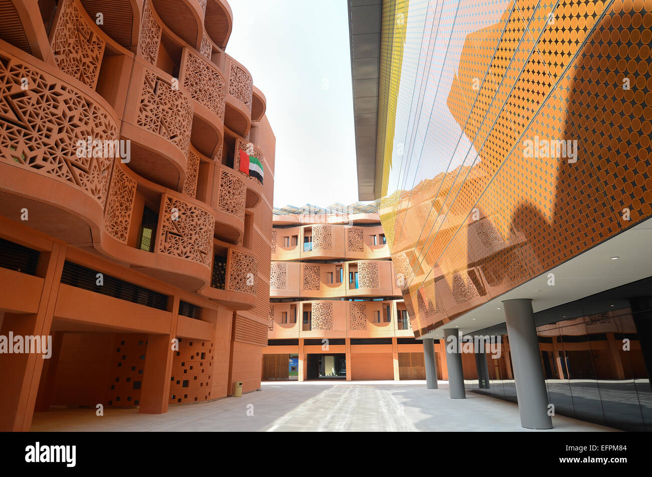 Masdar City in Abu Dhabi, UAE, described as 'one of the most sustainable communities on the planet.' Stock Photo