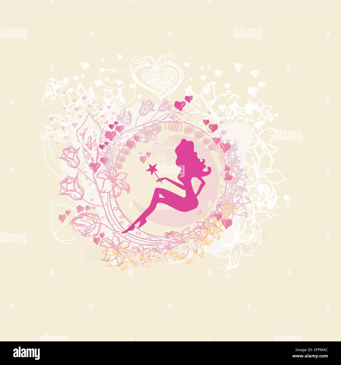 floral background with a beautiful fairy Stock Vector Image & Art - Alamy