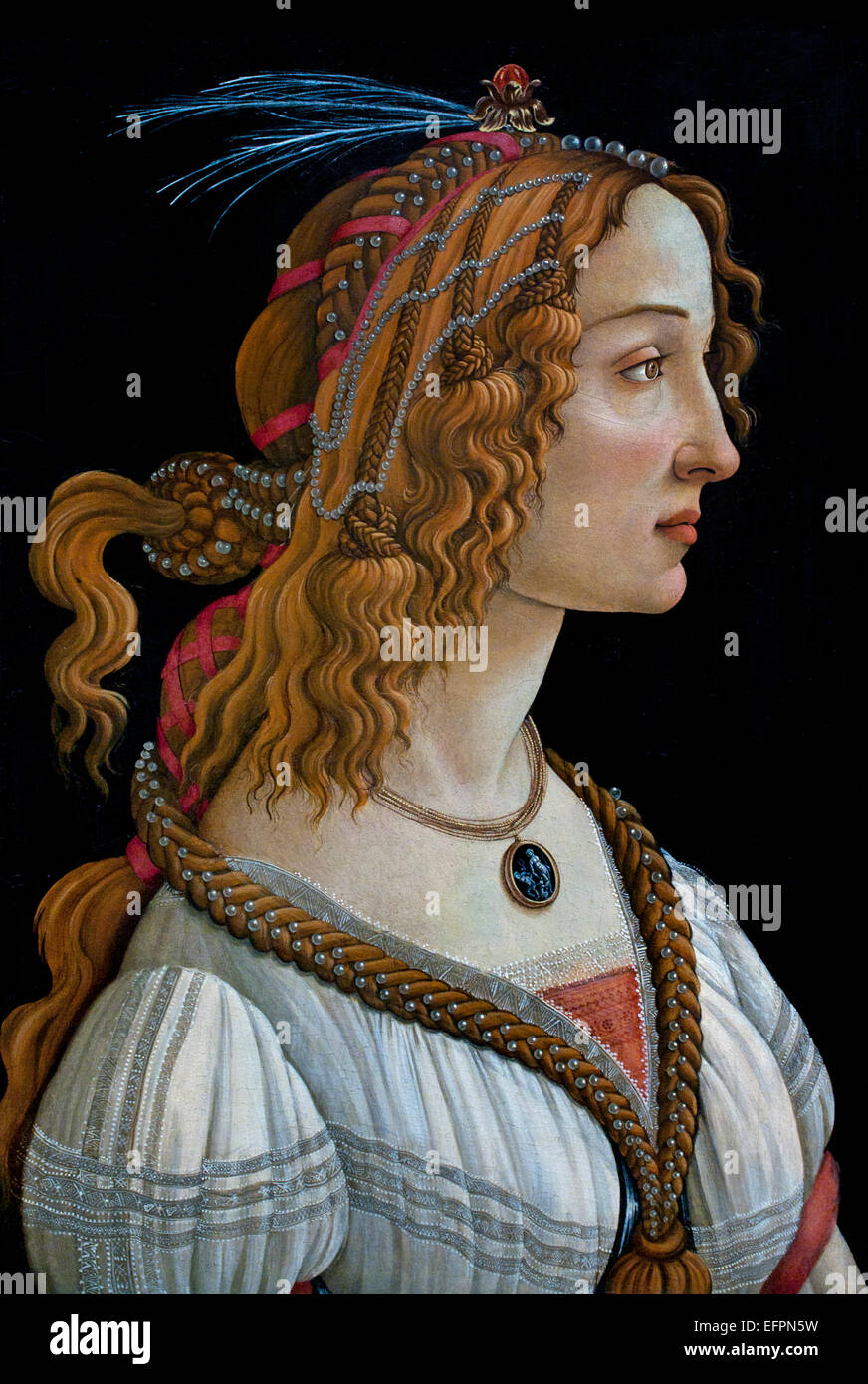 IDEALIZED PORTRAIT OF A LADY (PORTRAIT OF SIMONETTA VESPUCCI AS NYMPH), CA. 1475 SANDRO BOTTICELLI (SANDRO FILIPEPI)  1445 - 1510 Italy Italian Stock Photo
