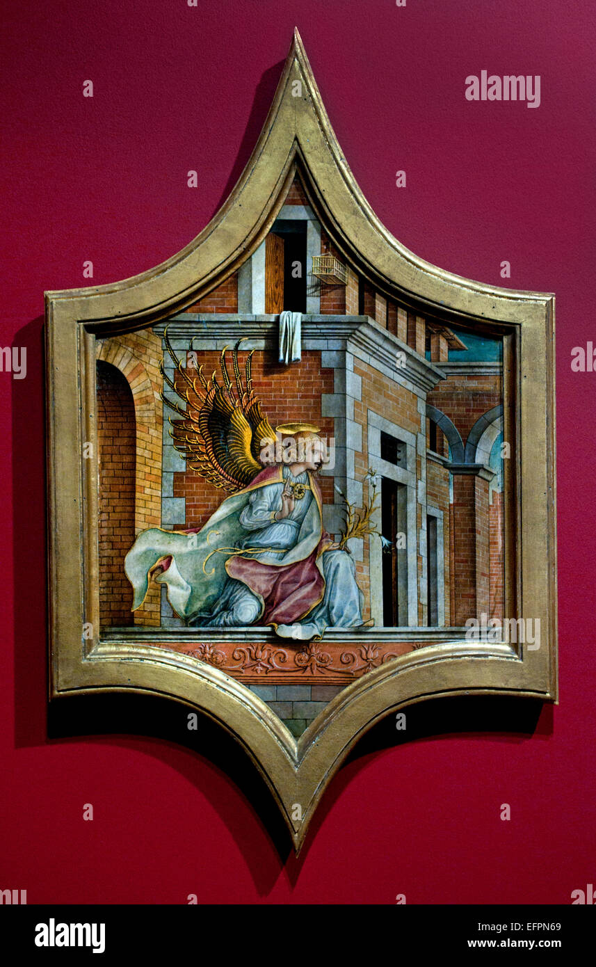The Angel of the Annunciation 1482 Carlo Crivelli 1430-1494 Italy Italian  Virgin Mary, Angel Gabriel, conceive, bear a son,  birth,  mother of Jesus Christ, Christian Messiah and Son of God, Stock Photo
