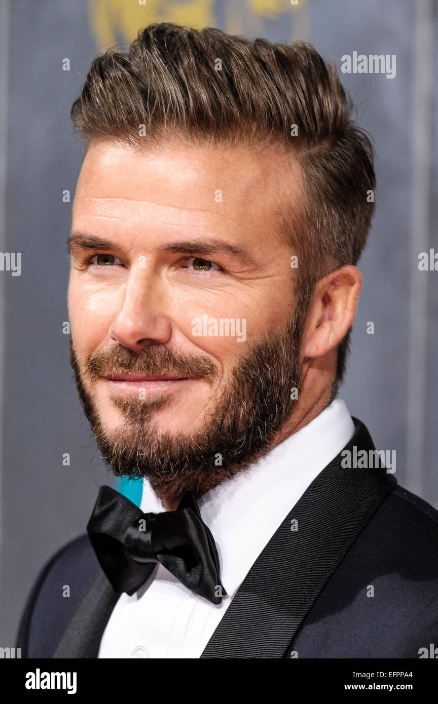 David Beckham arrives on the red carpet for the EE BRITISH ACADEMY FILM AWARDS on 08/02/2015 at Royal Opera House, London. Picture by Julie Edwards Stock Photo