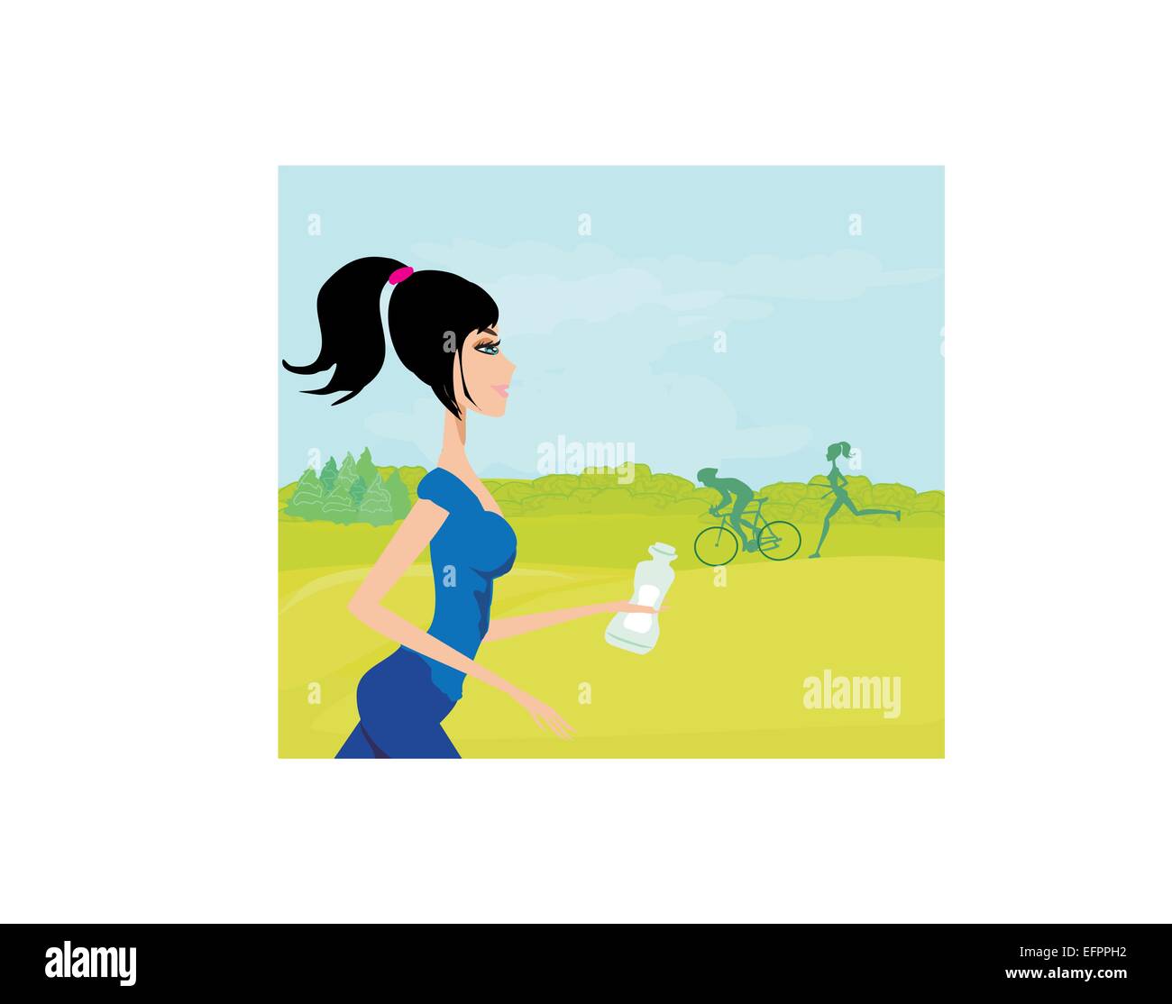 slim girl jogging fitness in the park Stock Vector Image & Art - Alamy