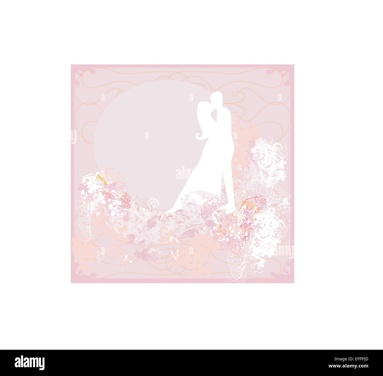 greeting card with silhouette of romantic couple kissing Stock Vector ...
