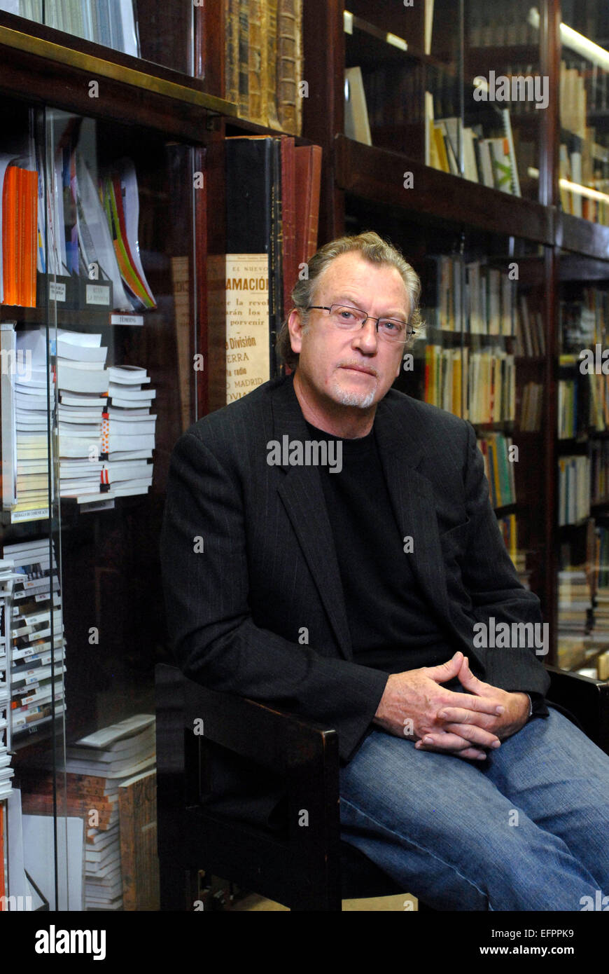 Jon Lee Anderson, Portrait of the American author, biographer and journalist, at a book shop in Barcelona. Stock Photo