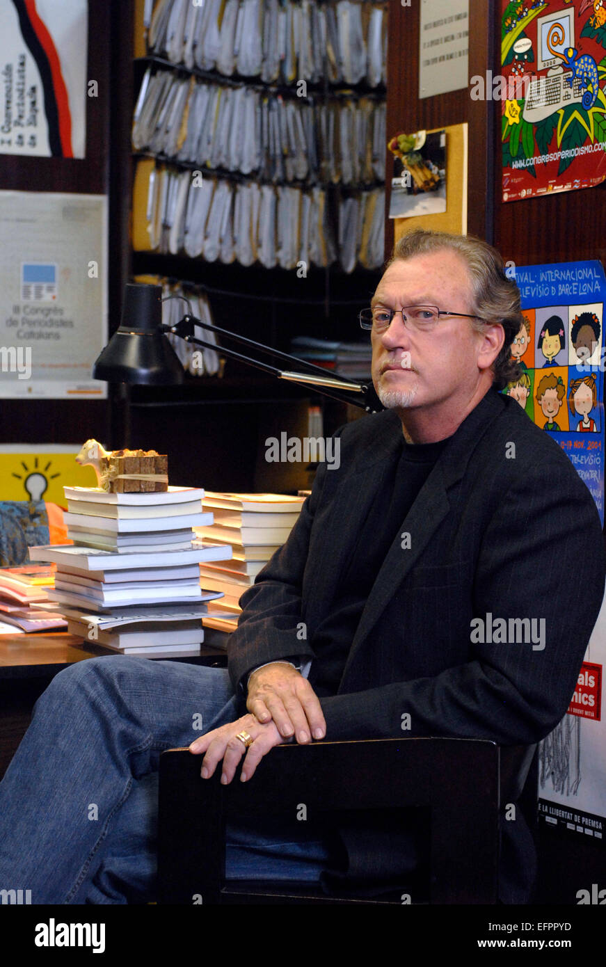 Jon Lee Anderson, Portrait of the American author, biographer and journalist, at a book shop in Barcelona. Stock Photo