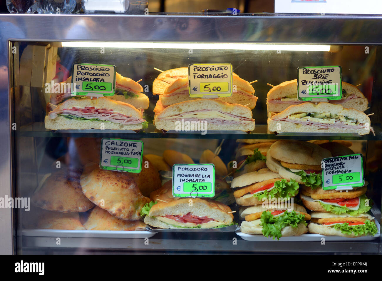 Sandwiches and snacks in Venice Italy. Stock Photo