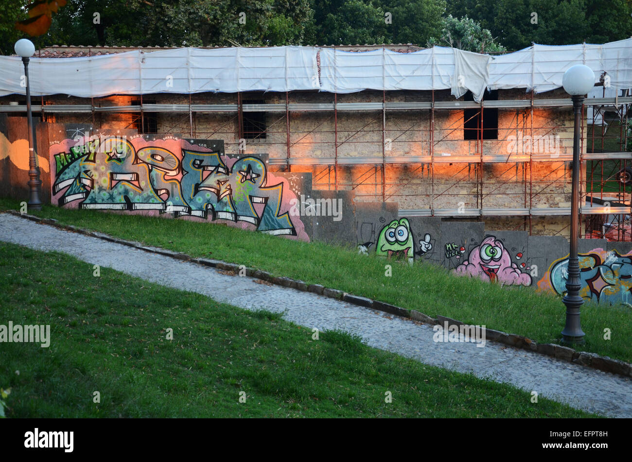 White building covered in graffiti hi-res stock photography and images ...