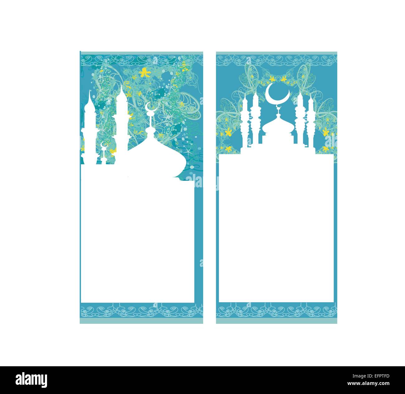artistic pattern background with moon and mosque set Stock Vector Image ...