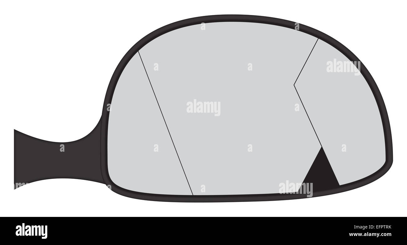 A cracked car side mirror isolated on a white background Stock Photo
