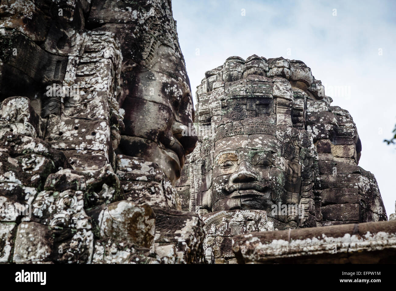 The Bayon Temple at Angkor Thom, Angkor, Cambodia. Stock Photo