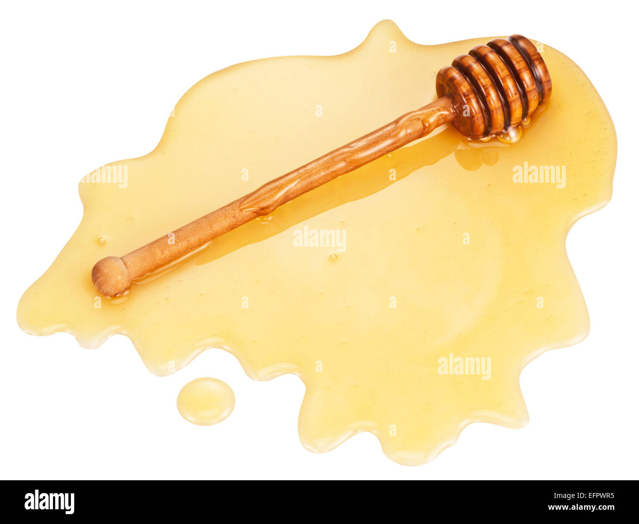 Wooden stick in the honey stain. Clipping paths. Stock Photo