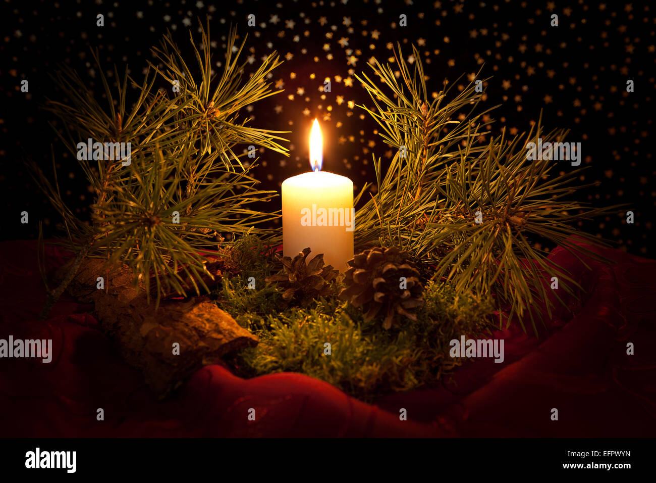 Christmas still life with candlelight Stock Photo