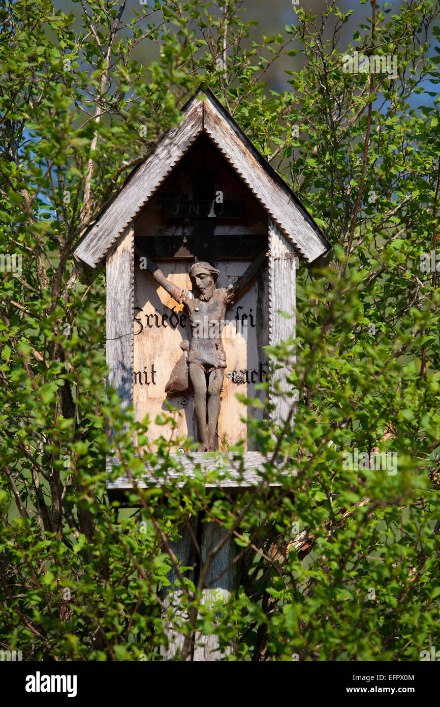 Crucifix, shrine, Mondsee, Salzkammergut, Upper Austria, Austria Stock Photo
