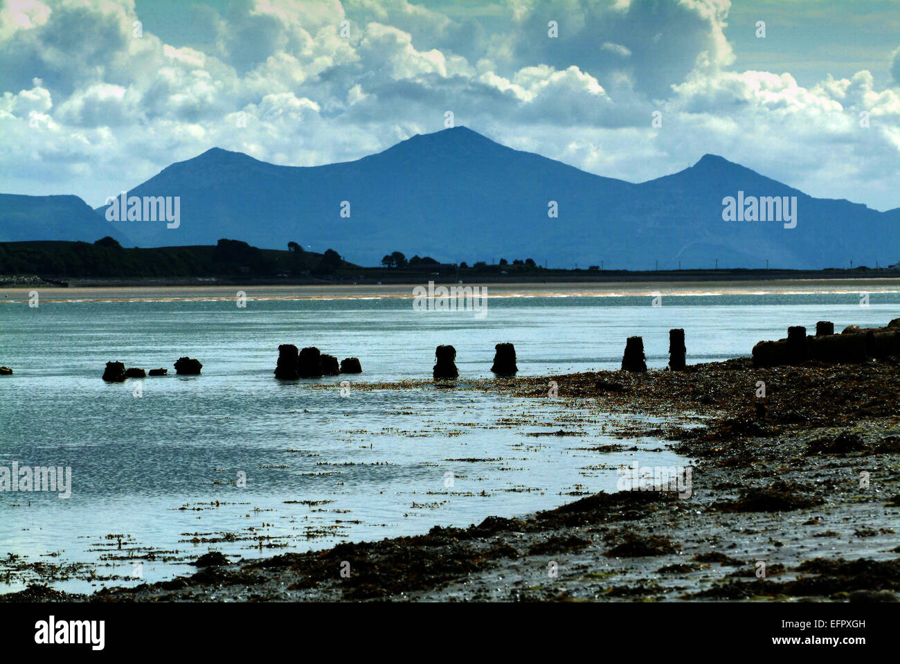 Menai Straits looking towards Snowdonia Stock Photo Alamy