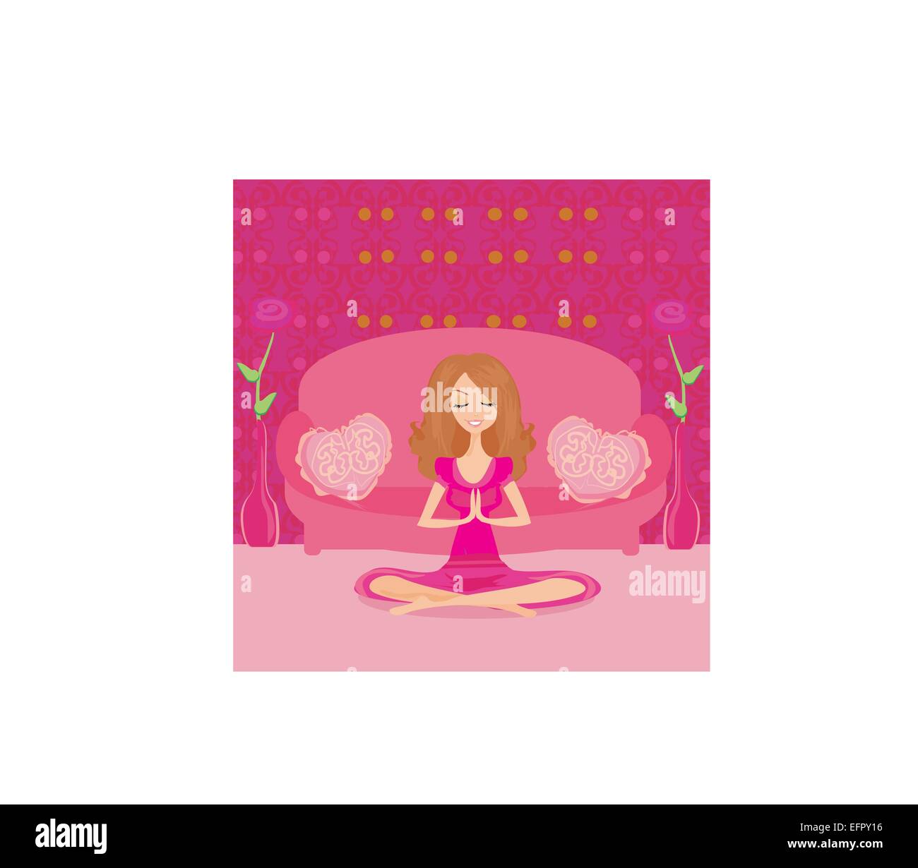 Yoga girl in lotus position Stock Vector Image & Art - Alamy