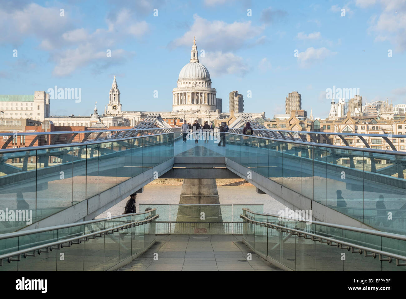 St Pauls Cathedral and the Millennium Bridge, London, England Stock Photo