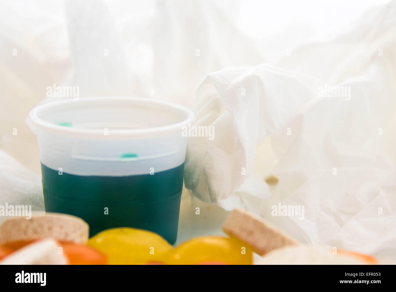 cold and flu season medicines for cough, sneeze, and sore throat Stock