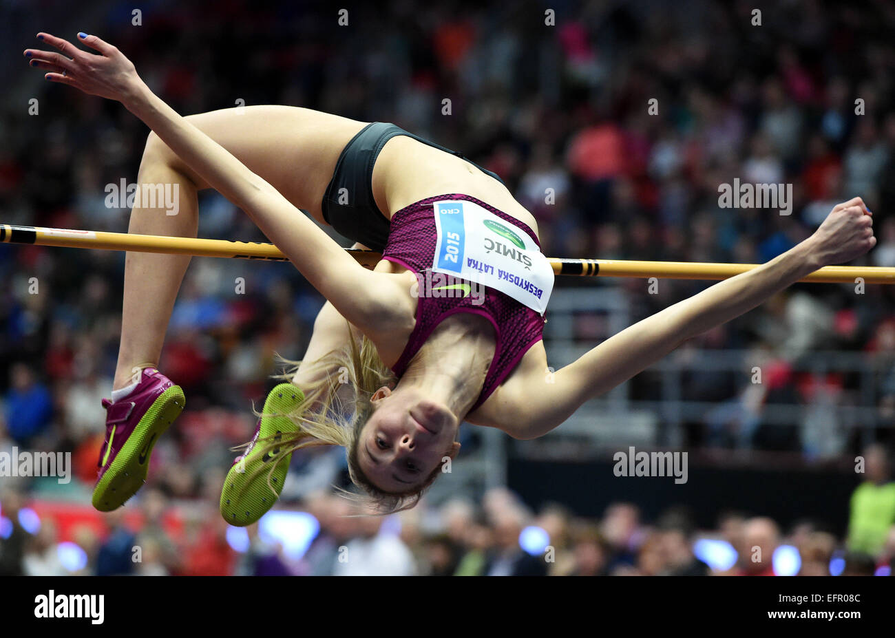 Third placed Ana Simic of Croatia pictured during the Moravia High Jump Tour, women,  in Trinec, Czech Republic, February 8, 2015. (CTK Photo/Jaroslav Ozana) Stock Photo