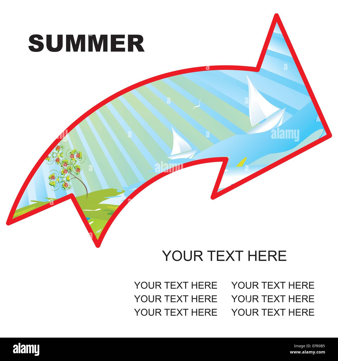 summer landscape arrow with copy space vector illustration Stock Vector