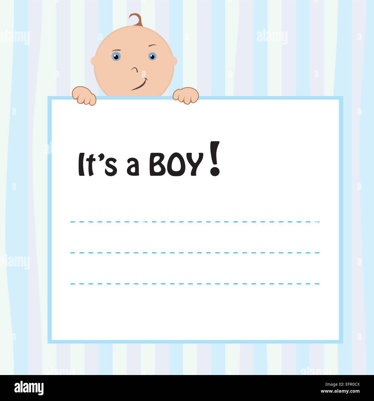 Birth Announcement Card baby boy, vector illustration Stock Vector