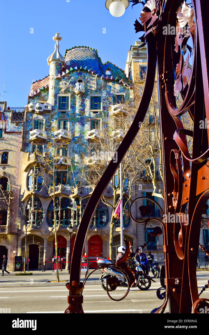 Casa Batlló by Antoni Gaudi. Barcelona, Catalonia, Spain. Stock Photo