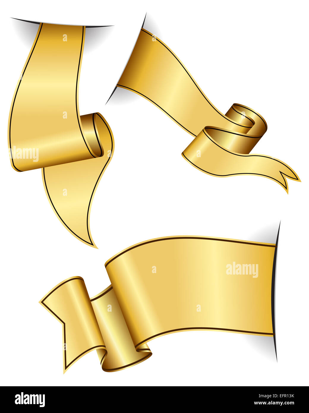 Gold ribbon collection Stock Photo - Alamy