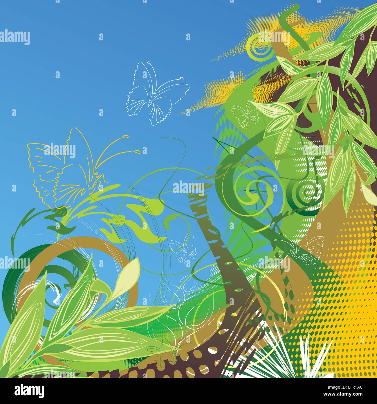 Abstract vector floral background with butterflies Stock Vector Image ...