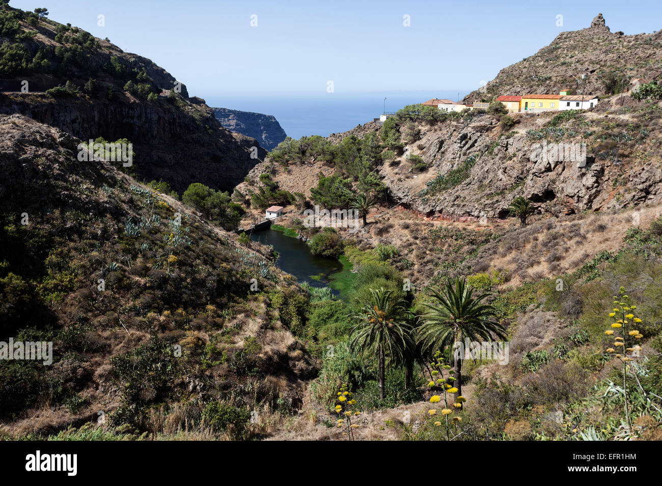View to the sea from Arure, La Gomera, Canary Islands, Spain Stock Photo