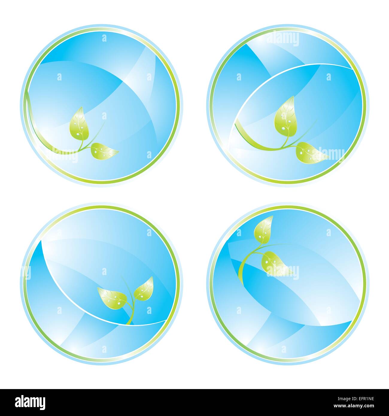Green concept shiny icon set, vector illustration Stock Vector