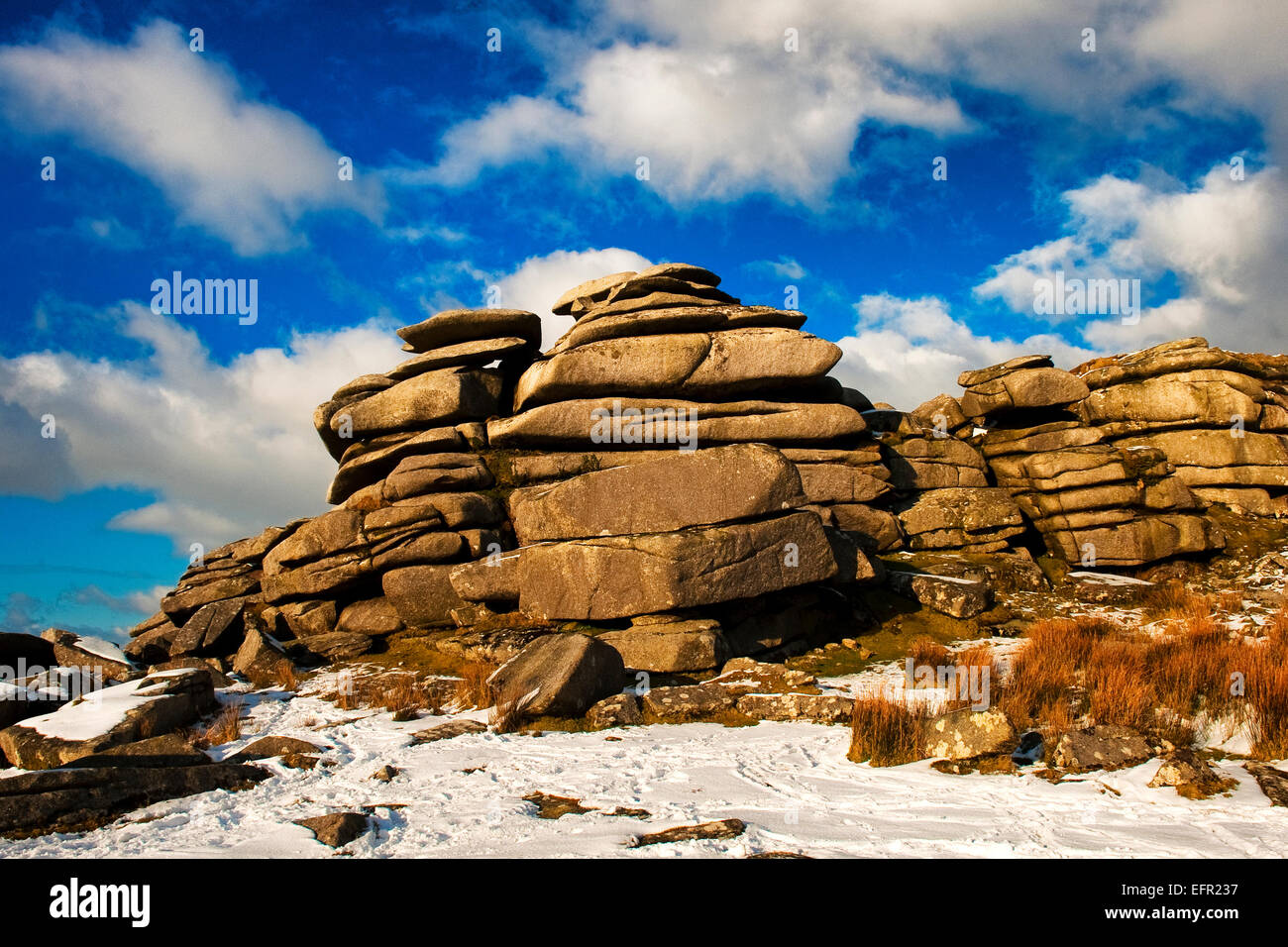 Roughtor and Brown Willy in the snow, Bodmin moor, North Cornwall Stock Photo Alamy
