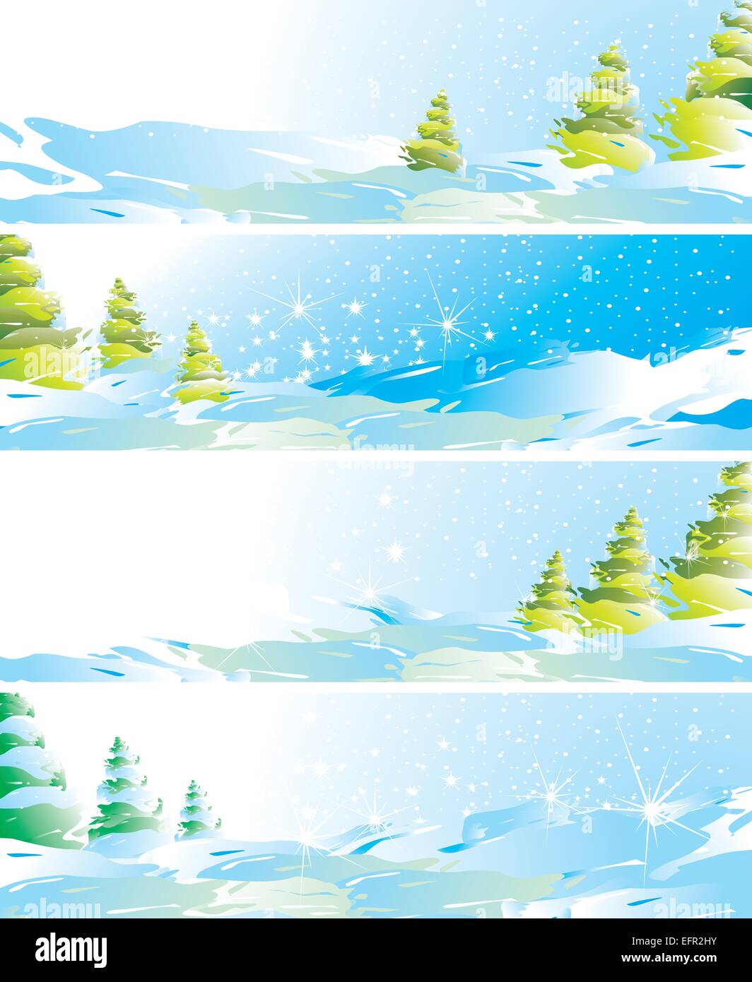 Set of four winter landscape banners, vector illustration Stock Vector ...