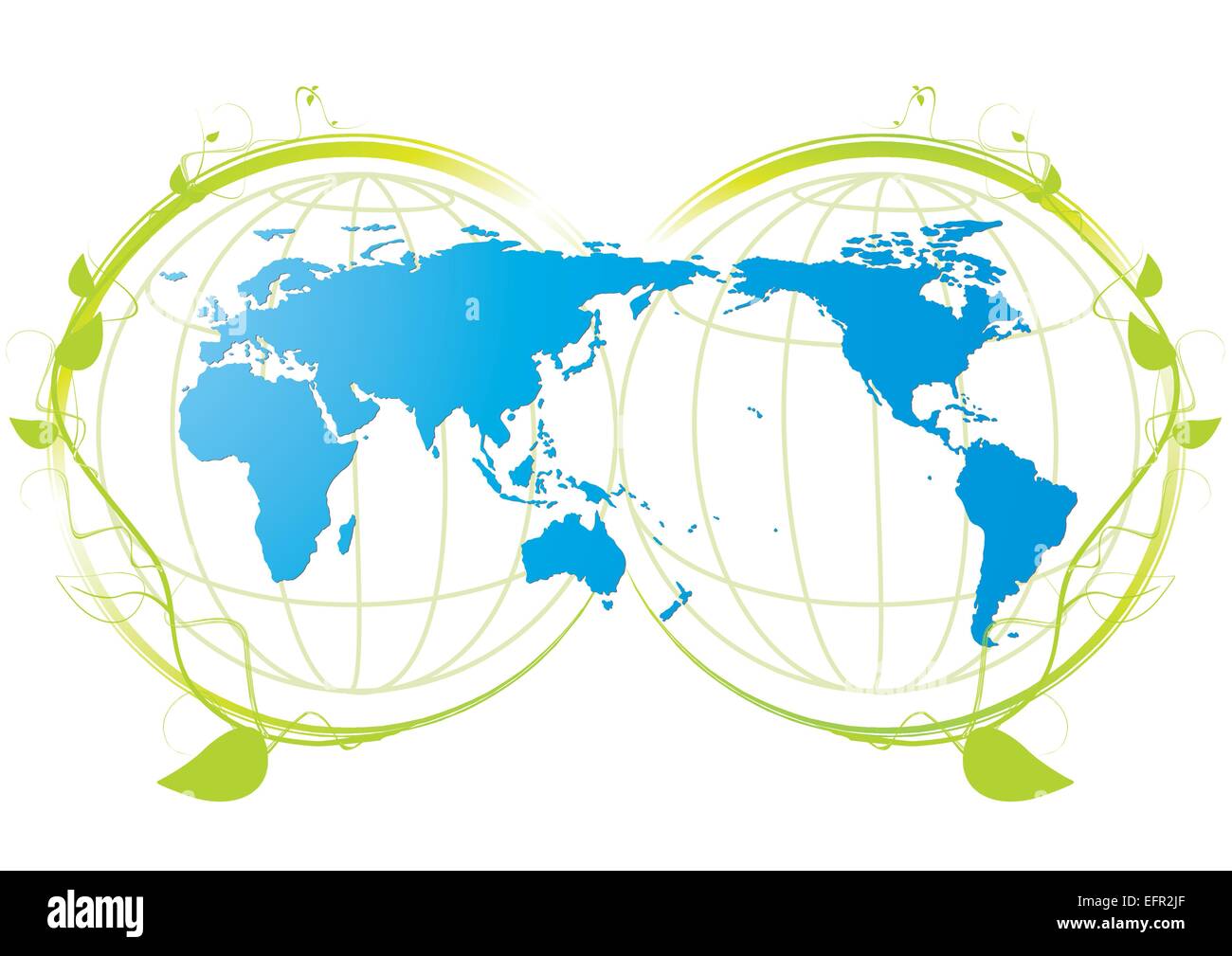 Ecology icon with blue world map and plant, vector illustration Stock ...