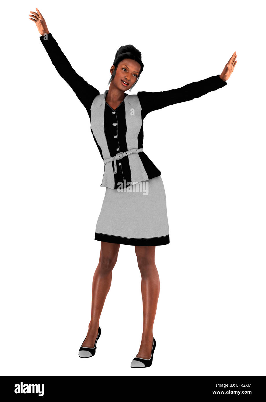 3D digital render of a happy black business woman isolated on white ...
