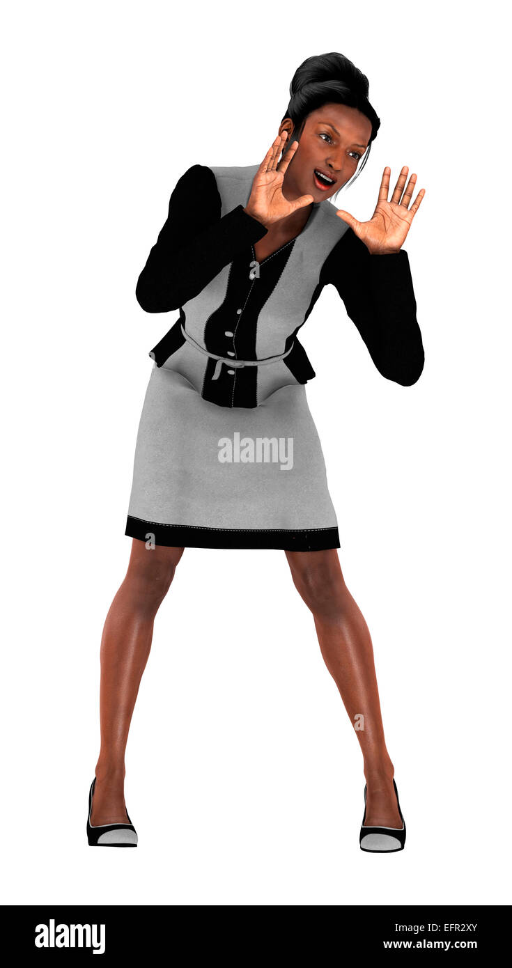 3D digital render of a beautiful black business woman isolated on white ...