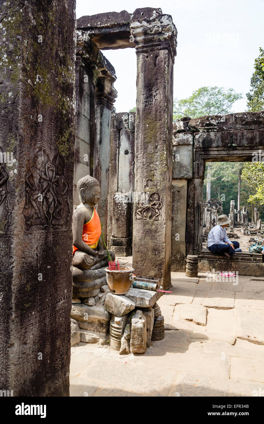 The Bayon Temple at Angkor Thom, Angkor, Cambodia. Stock Photo