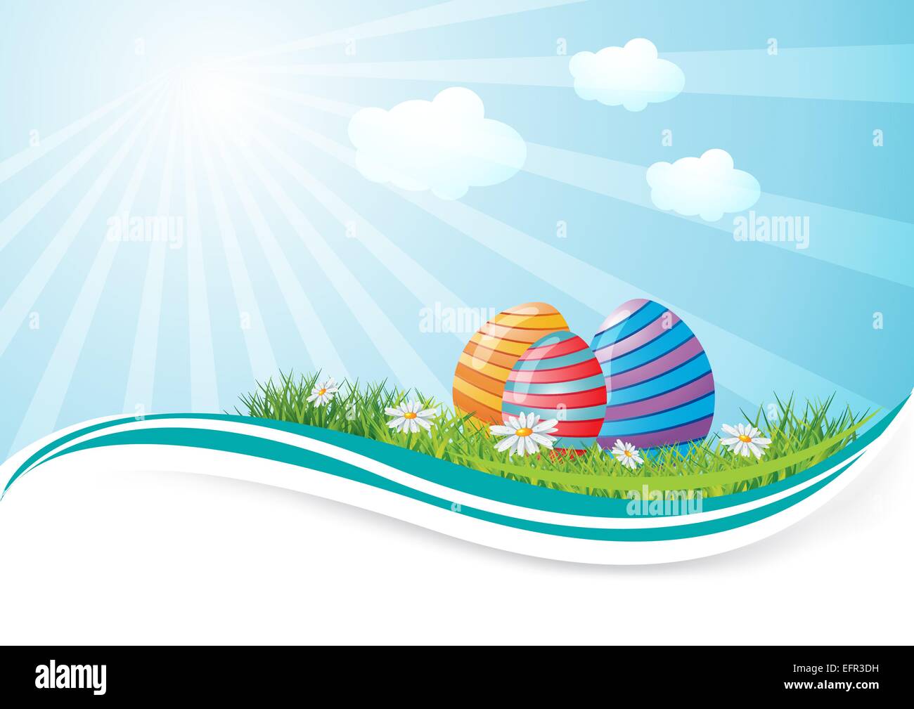 Easter eggs in field with place for text, eps10 vector illustration ...