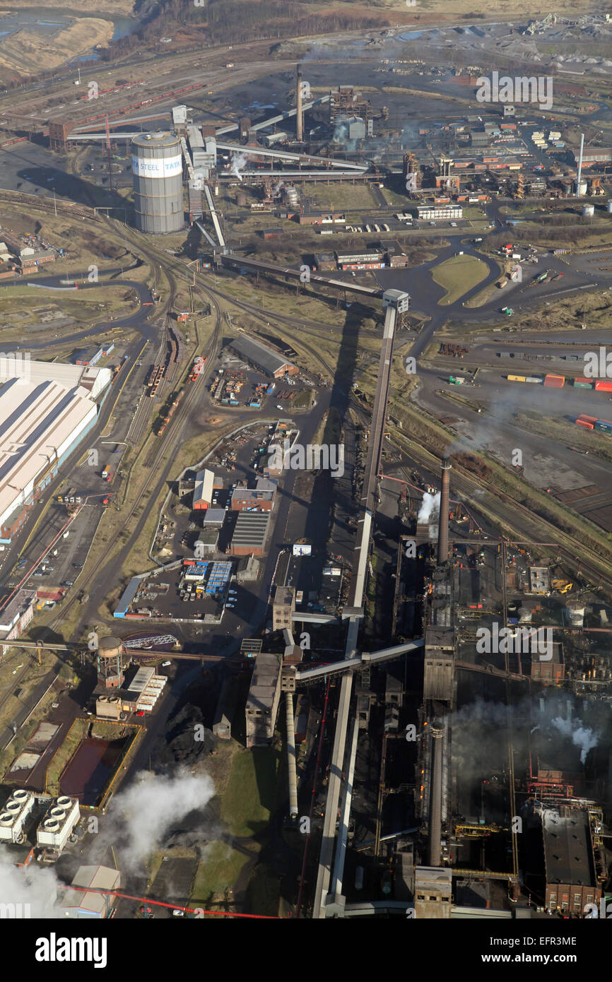 aerial view of the British Steel Tata Steel factory plant in Scunthorpe, UK Stock Photo