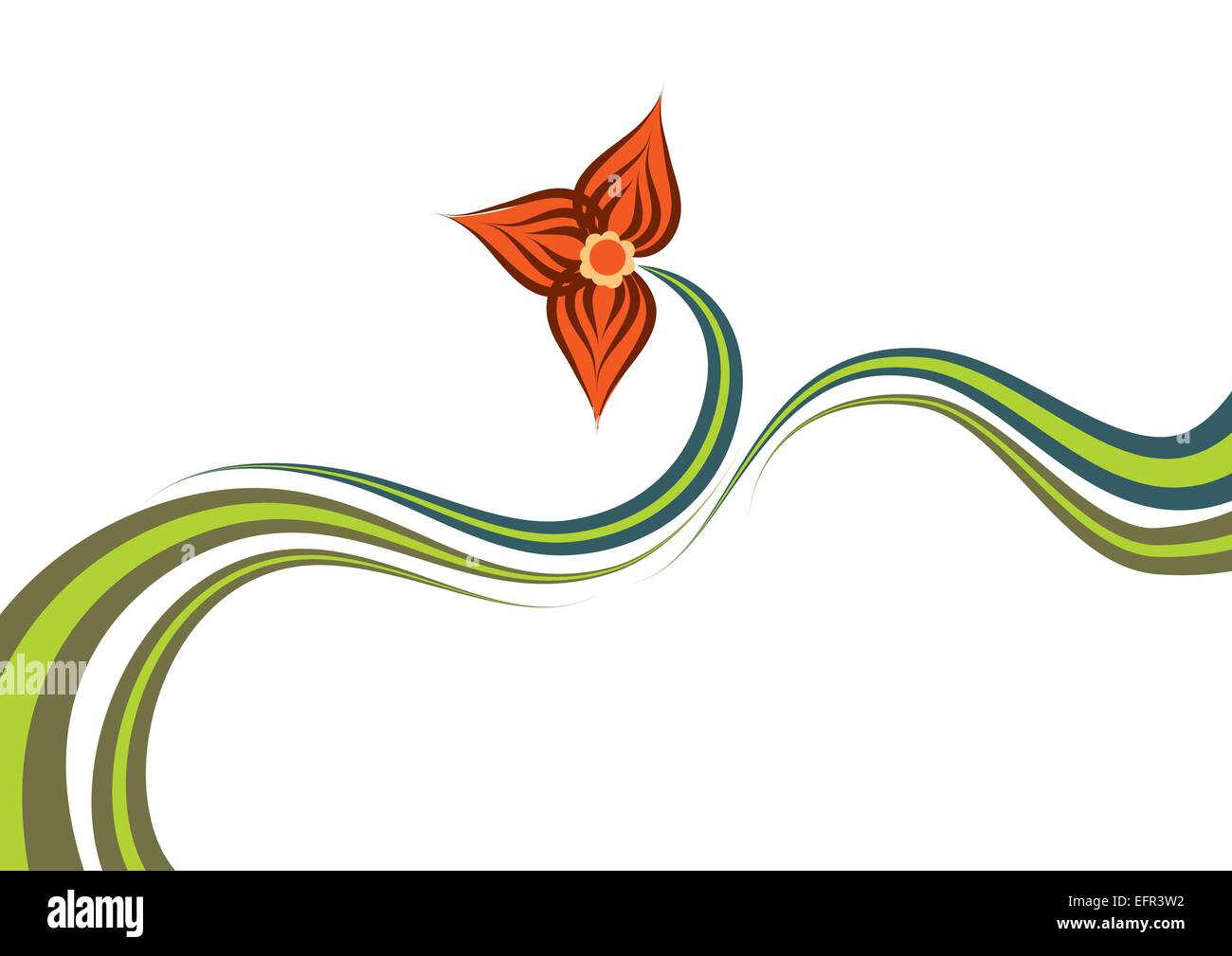Flowing abstract spring leaves and flower, vector illustration Stock ...
