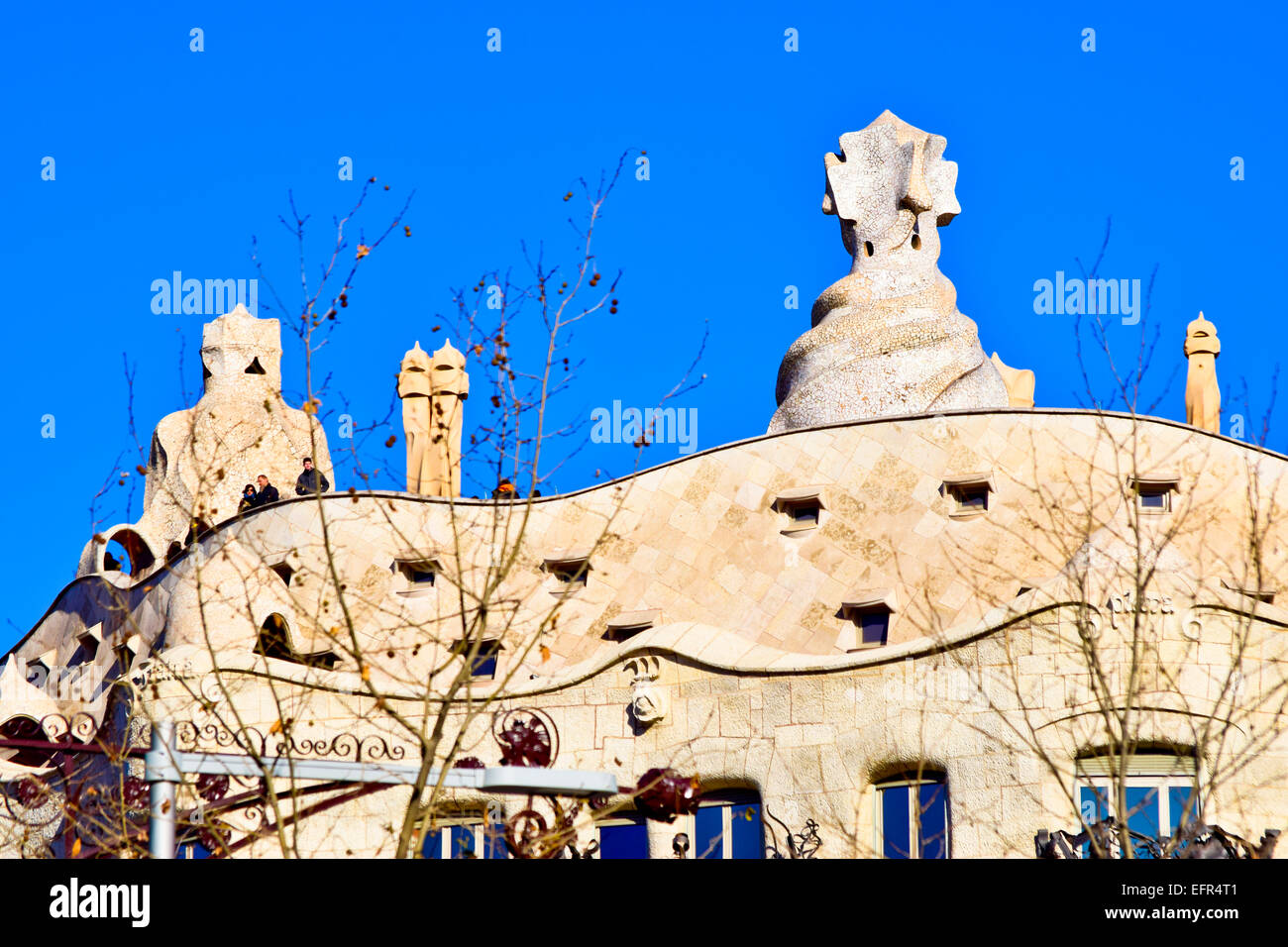 Casa Mila aka La Pedrera, designed by Antoni Gaudi architect. Barcelona, Catalonia, Spain. Stock Photo