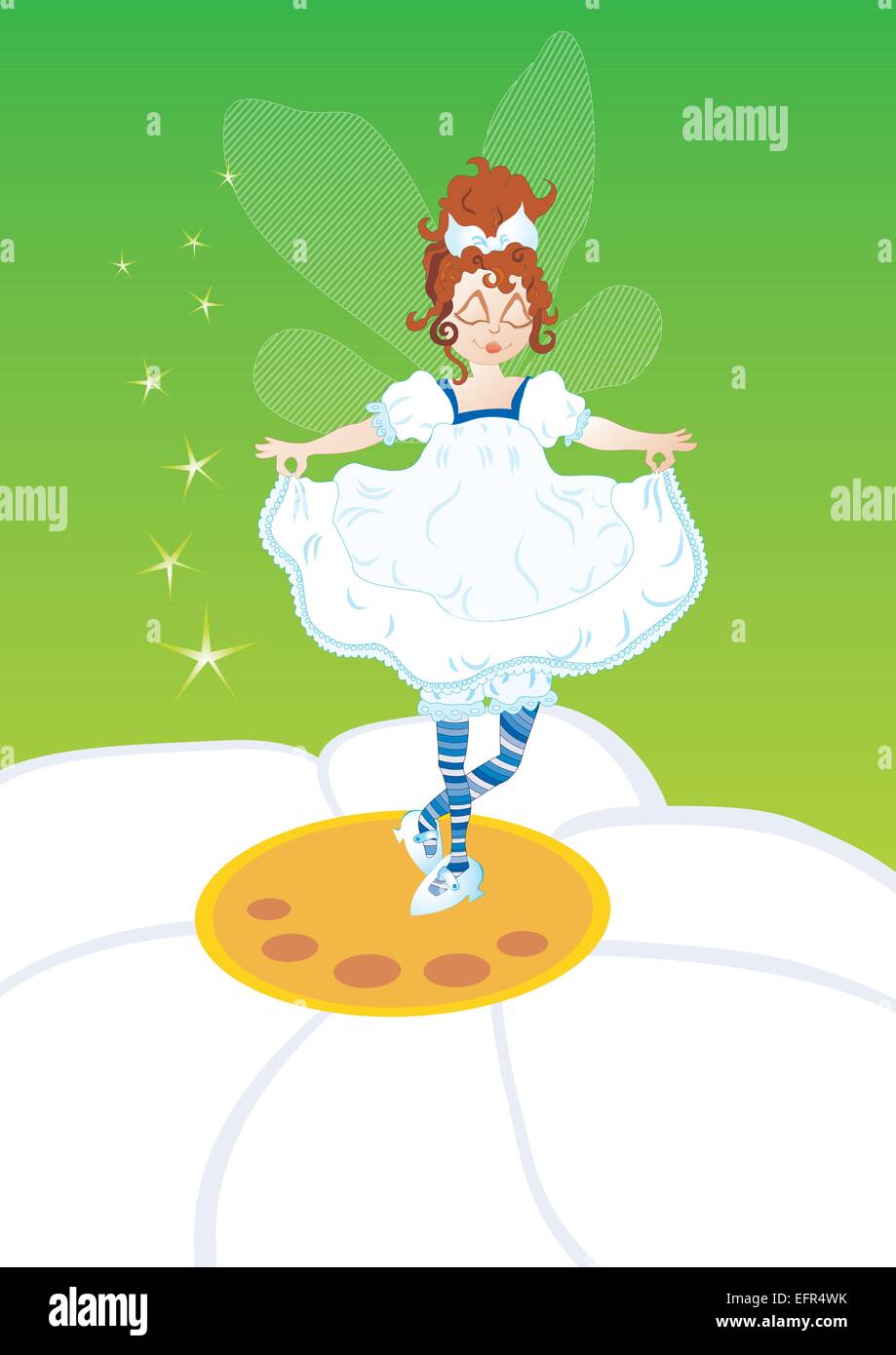 Little fairy on the flower, vector illustration Stock Vector Image ...