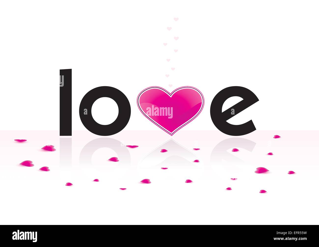 Stylized word love with reflections, vector illustration Stock Vector