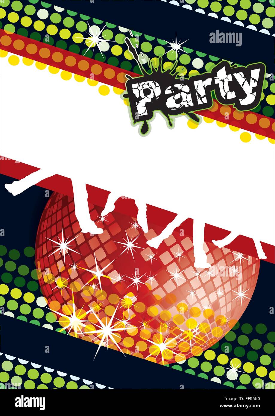 Party invitation poster with disco ball in spot lights vector illustration  Stock Vector Image & Art - Alamy