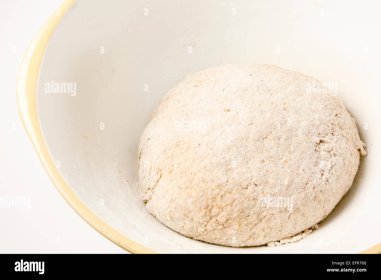 Wholemeal Bread Dough Proving in a Mixing Bowl Stock Photo Alamy