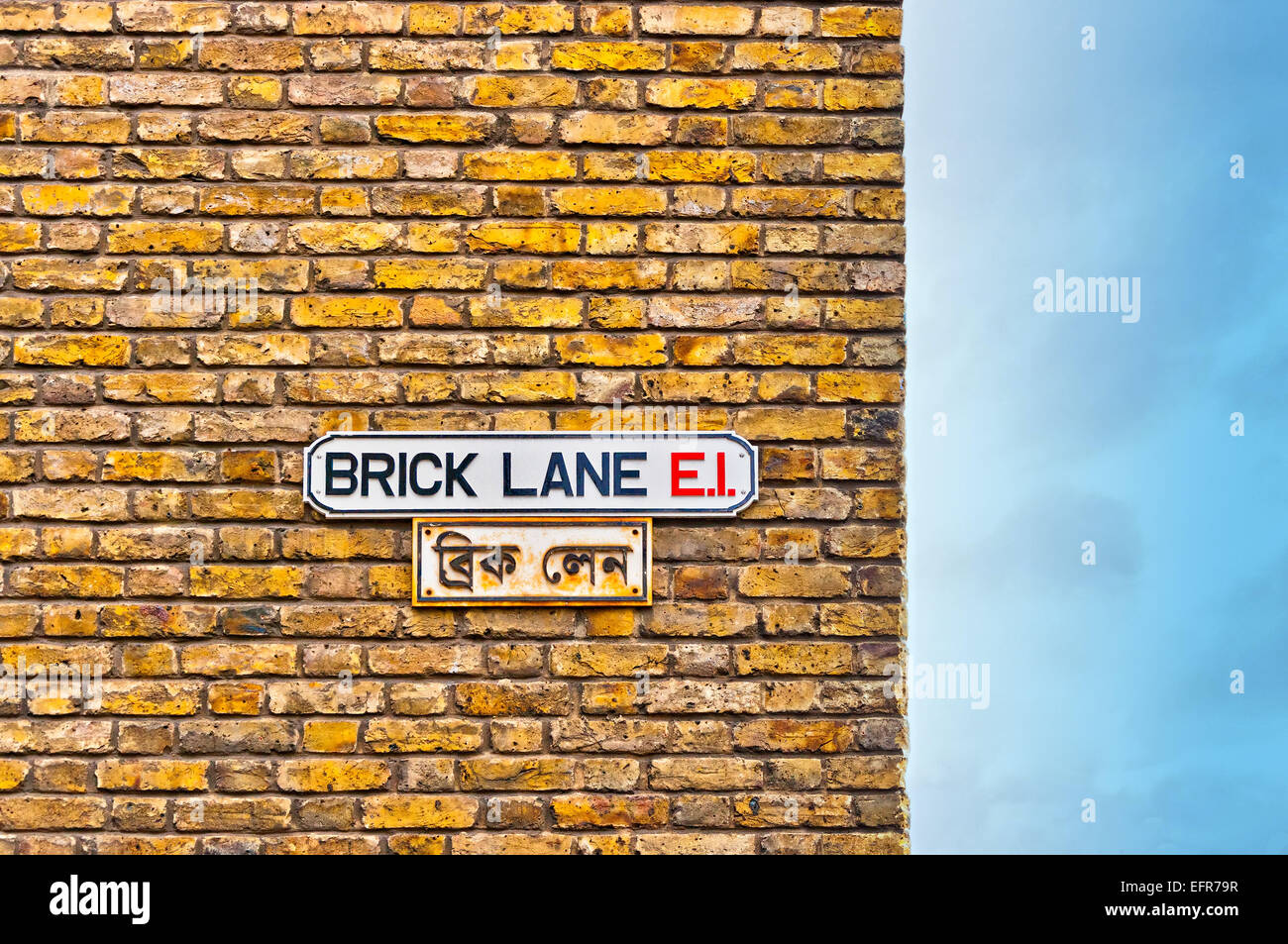 Brick Lane street sign in East End, London - UK Stock Photo